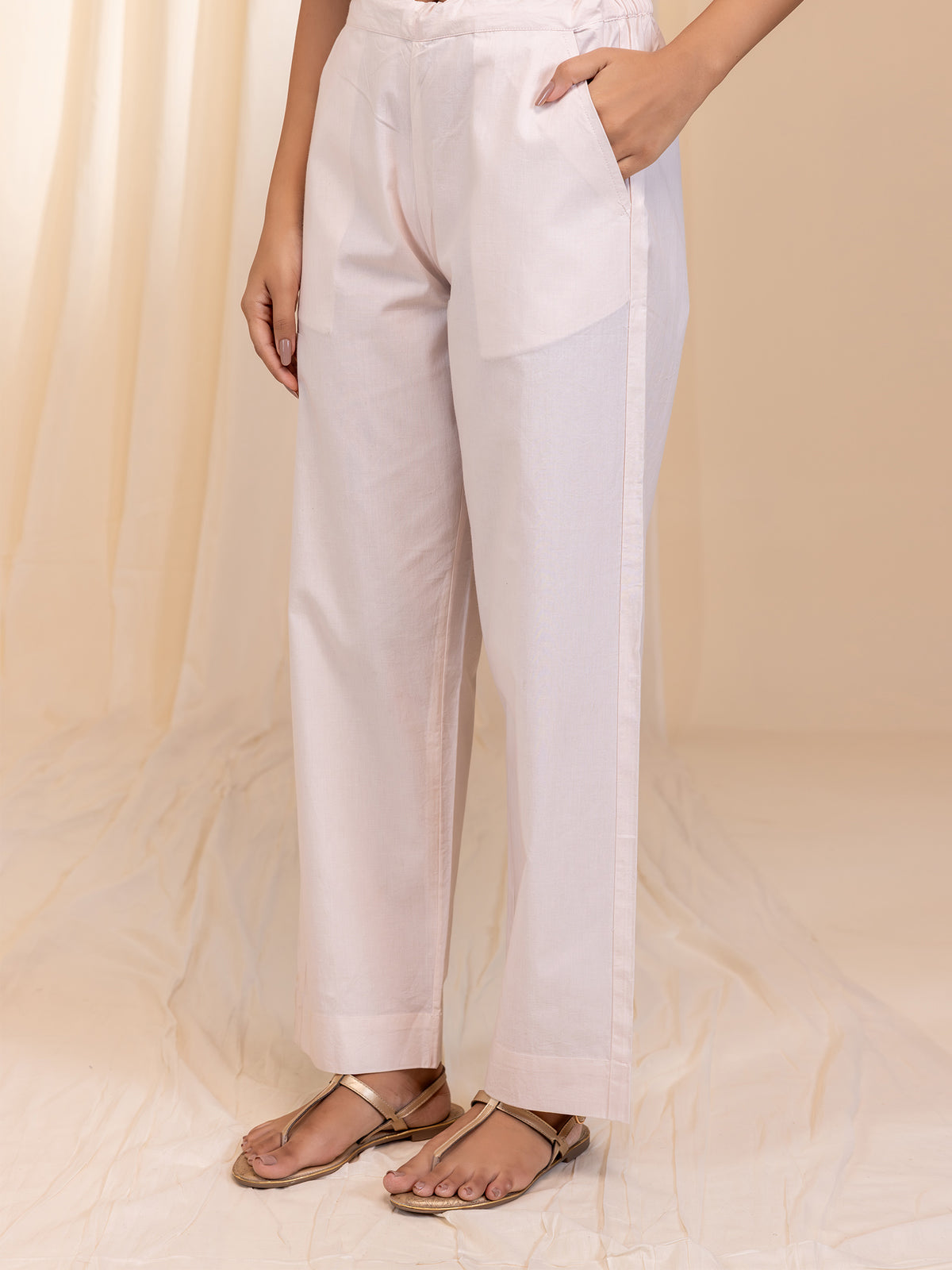 Butter and Blush Cotton Straight Pant