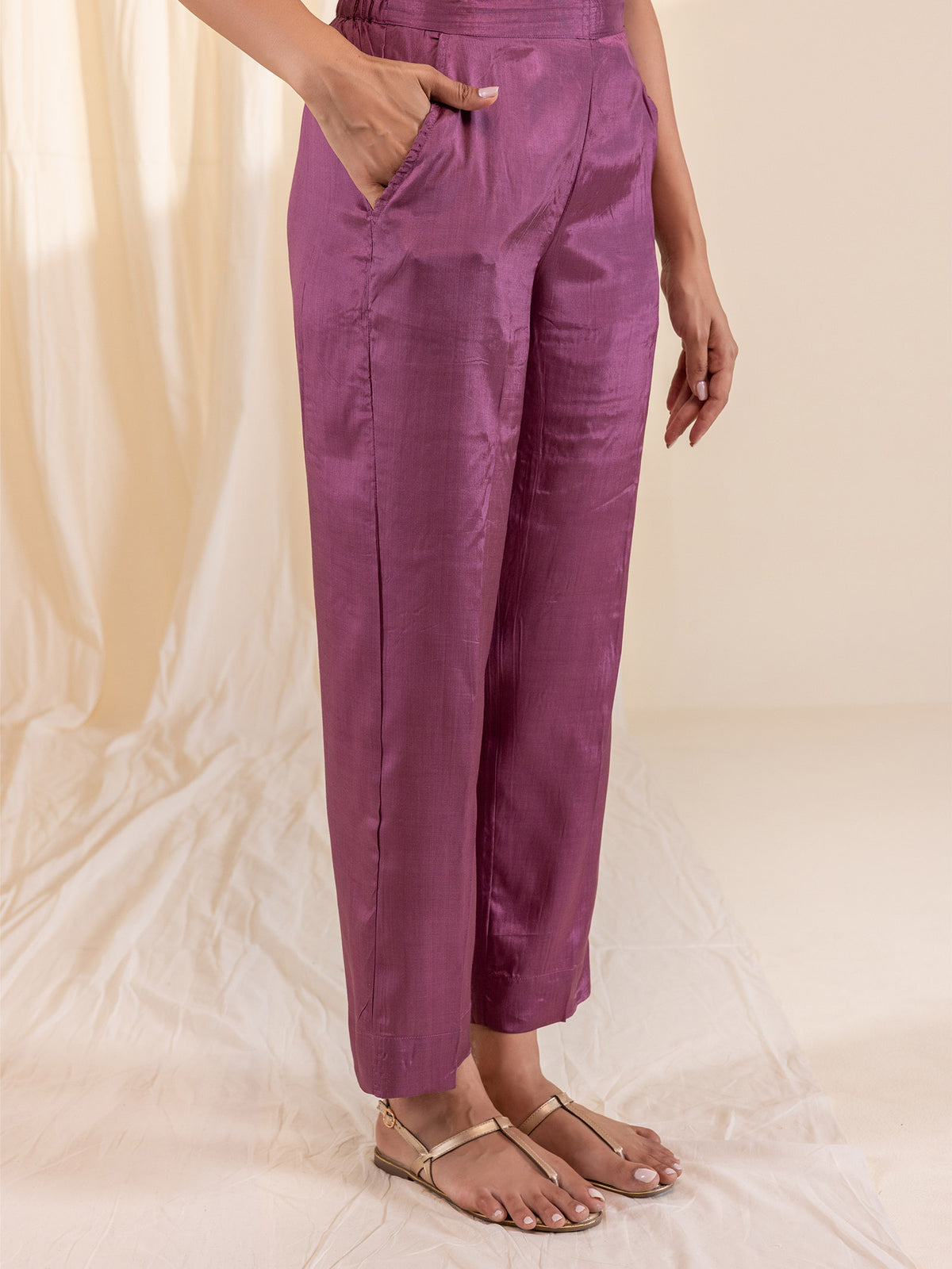 Chocolate Bamboo Silk Straight Pant