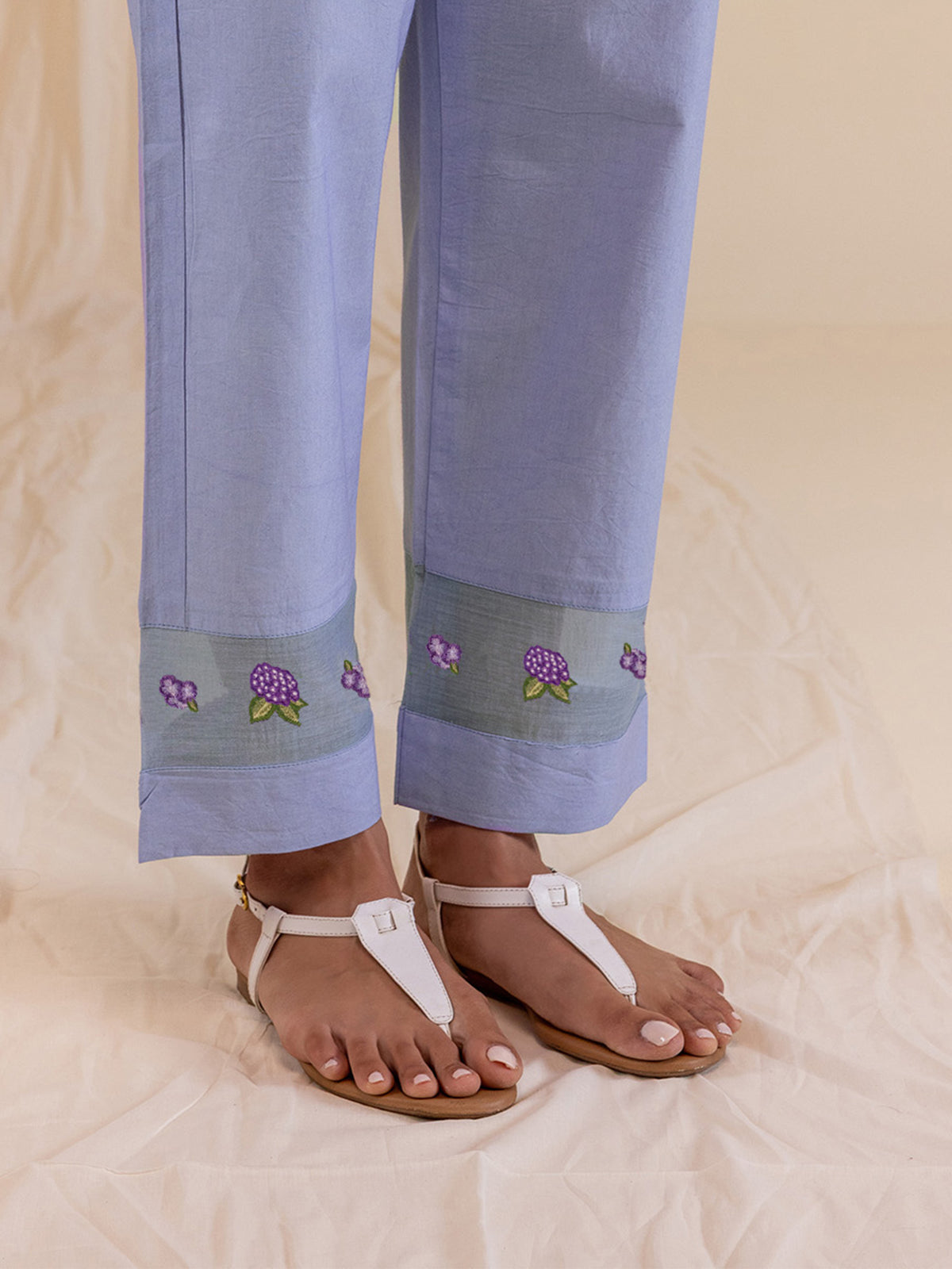 Alice In Wonderland Lilac Cotton Straight Pant