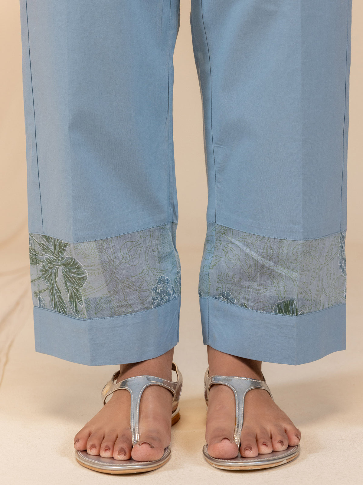 Silver Smith Blue Cotton Straight Pant
