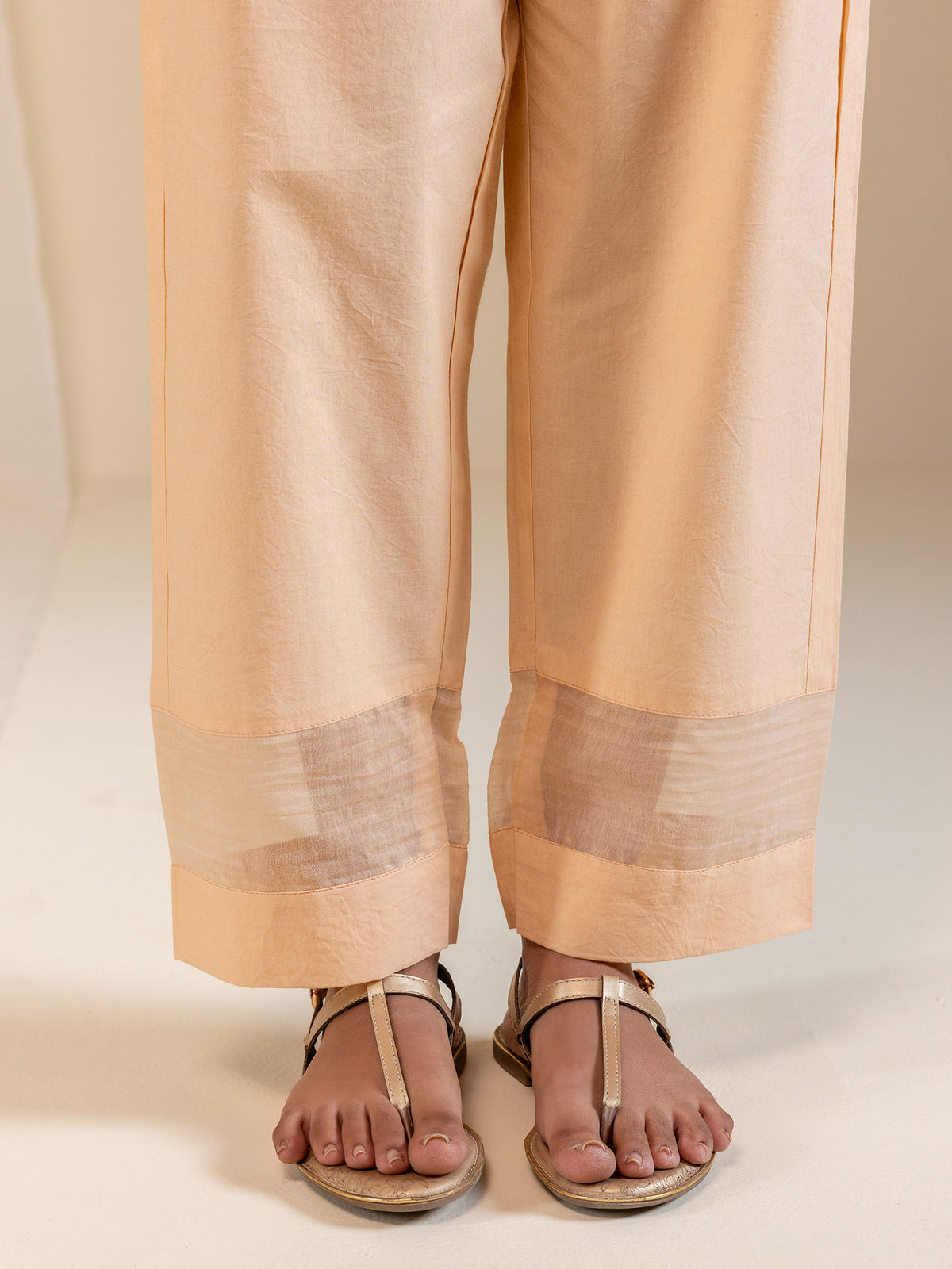 Peach Cotton Straight Pant