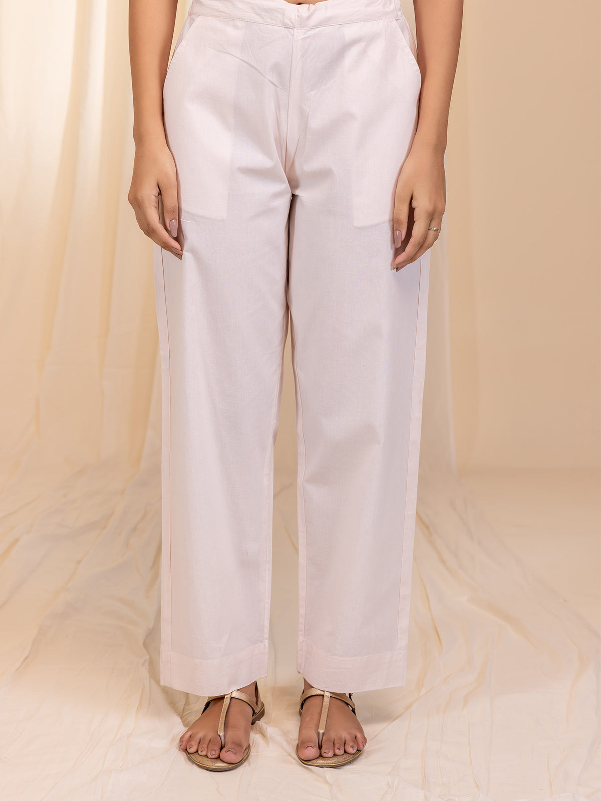Butter and Blush Cotton Straight Pant