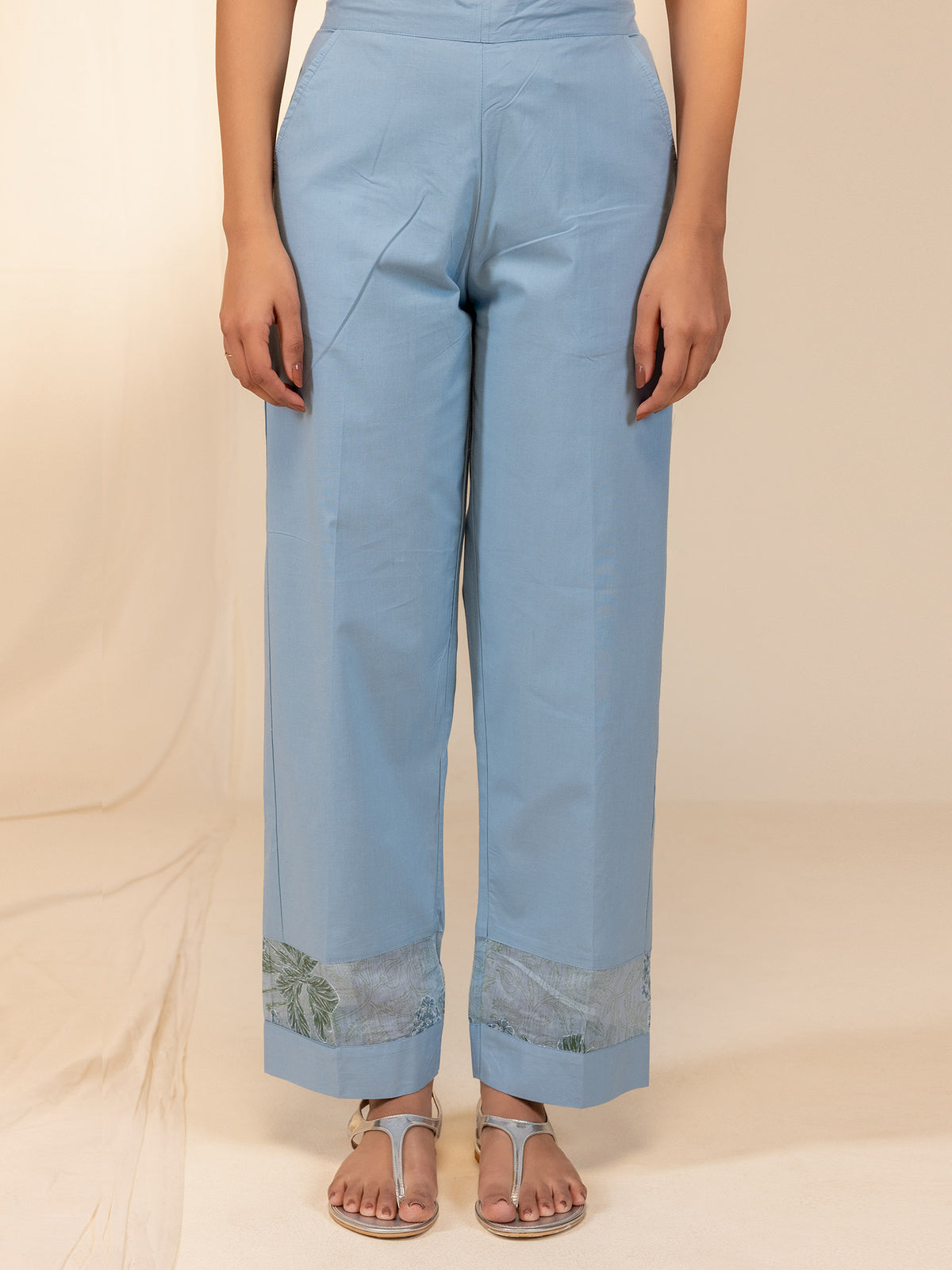 Silver Smith Blue Cotton Straight Pant