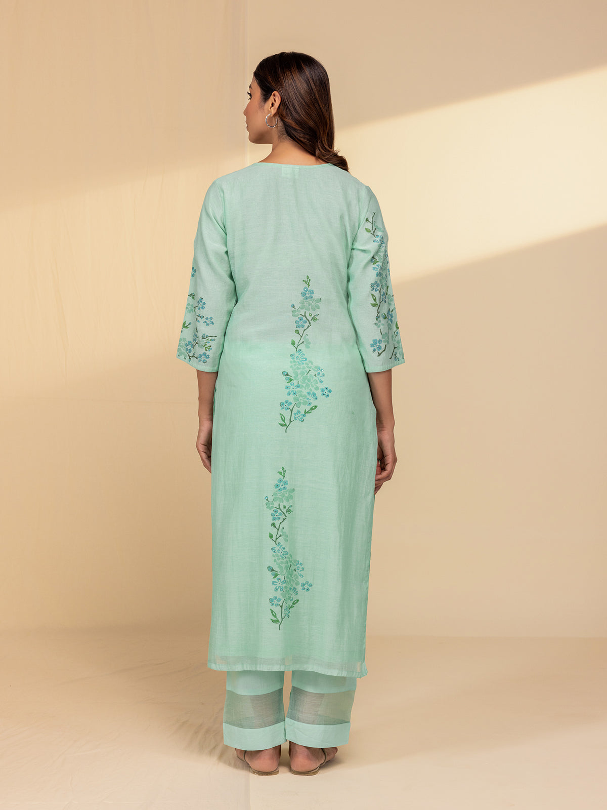 Painters Palette Sea Green Chanderi Kurta