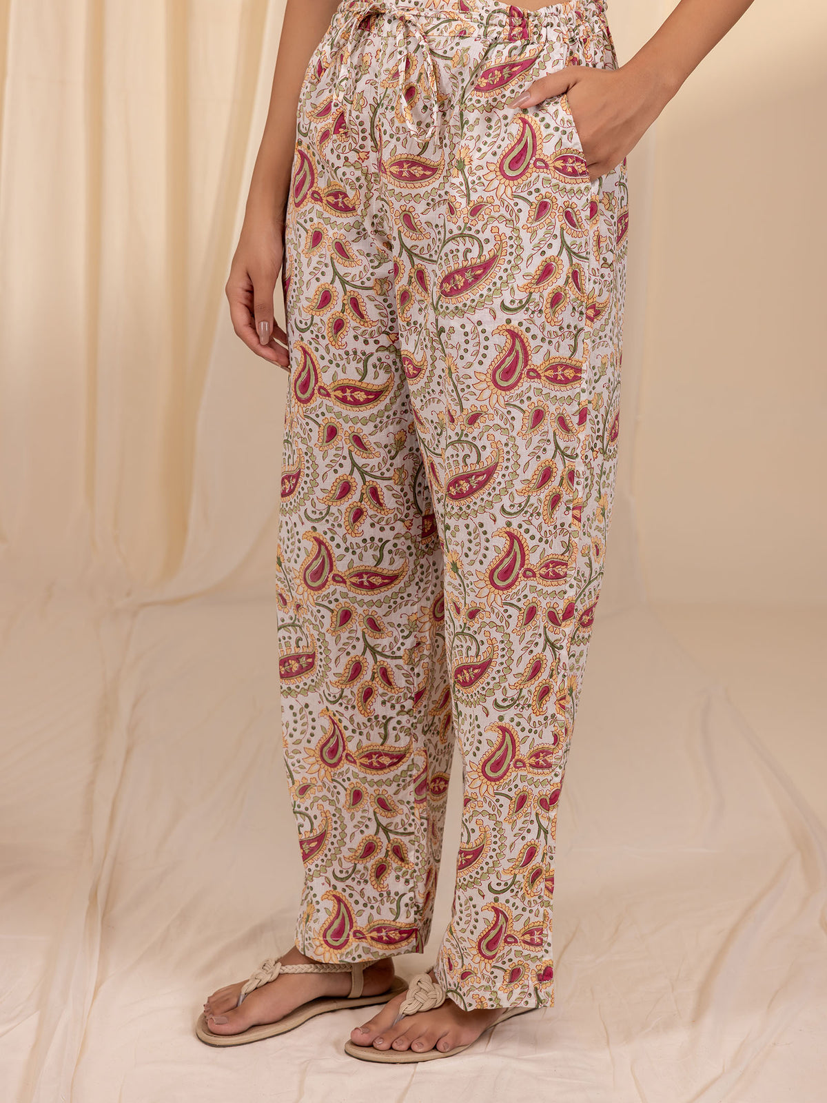 Paisley Collared Cotton Night Suit