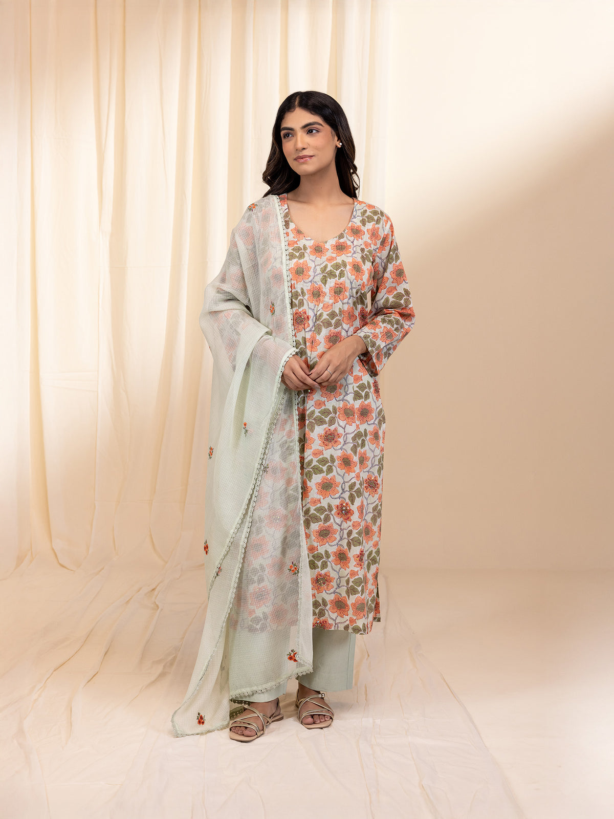 Pale Pastel Mint Kota Dupatta