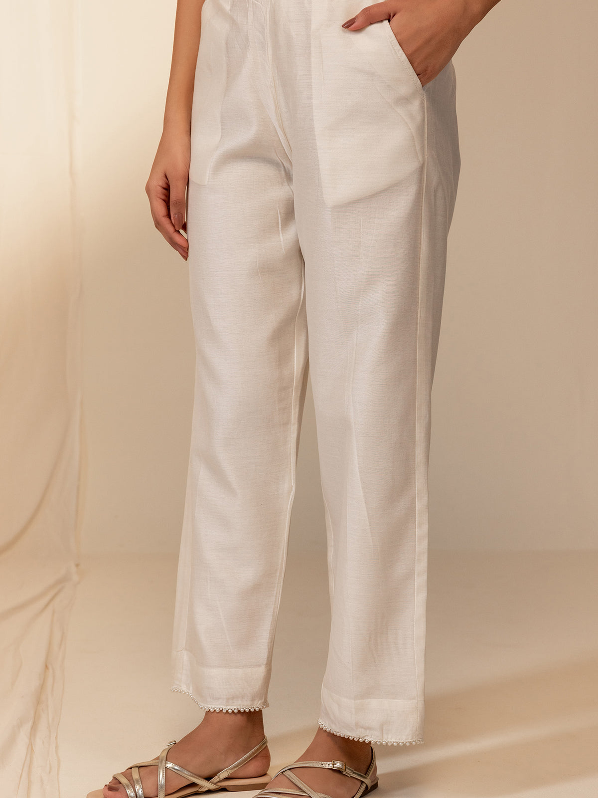 Pearl Chanderi Straight Pant