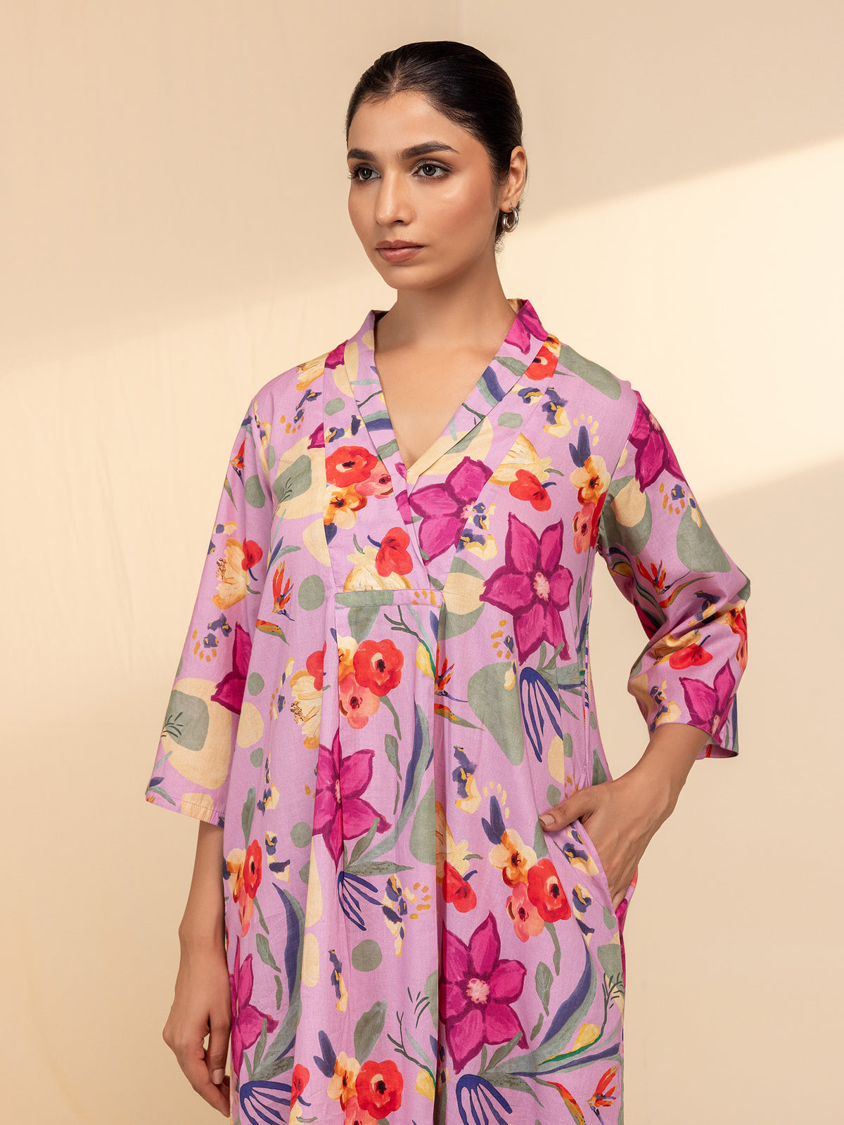 Pop Pink Cotton Kurta