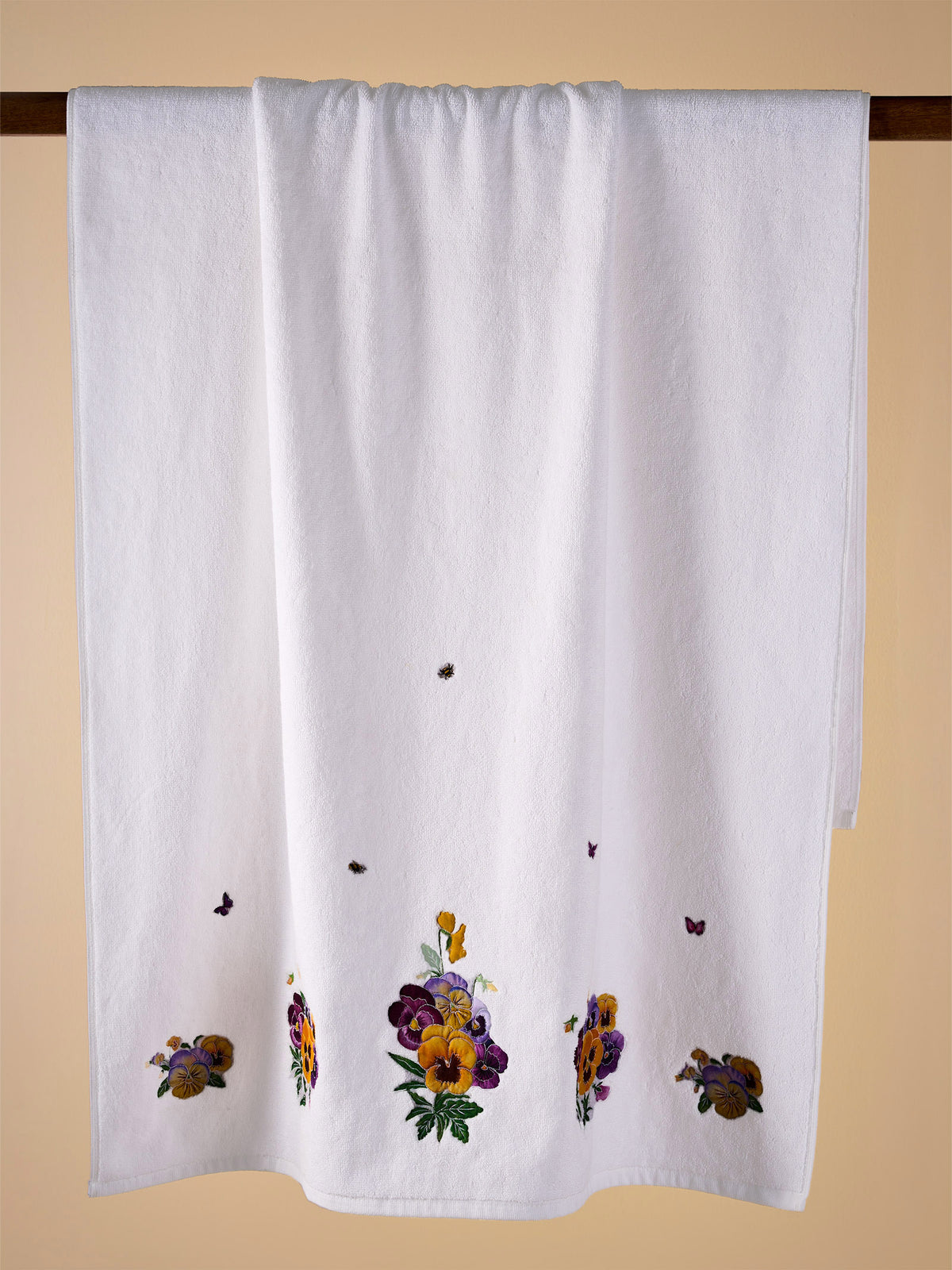 Purple Pansies Bath Towel