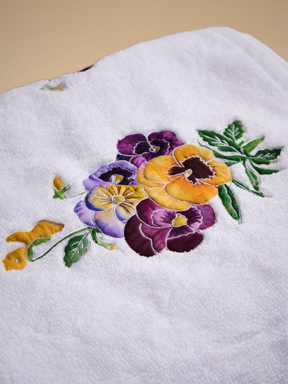 Purple Pansies Bath Towel