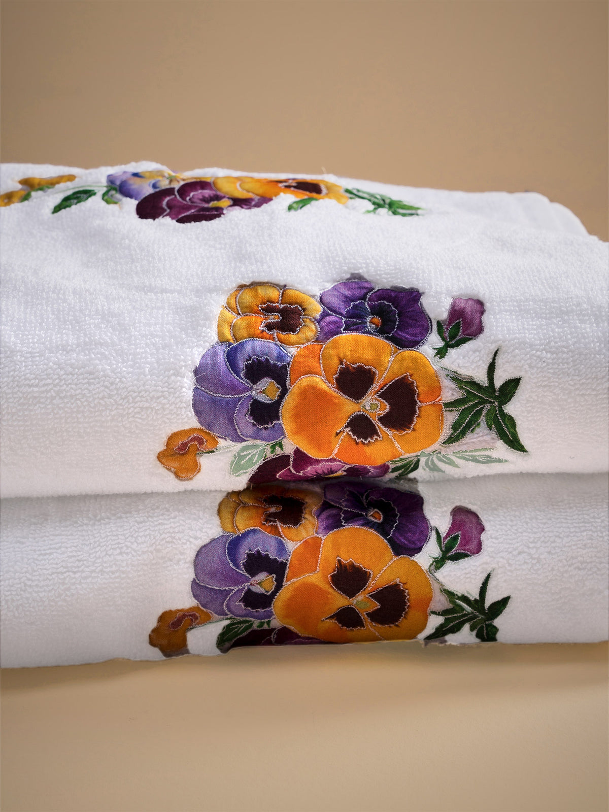 Purple Pansies Bath Towel