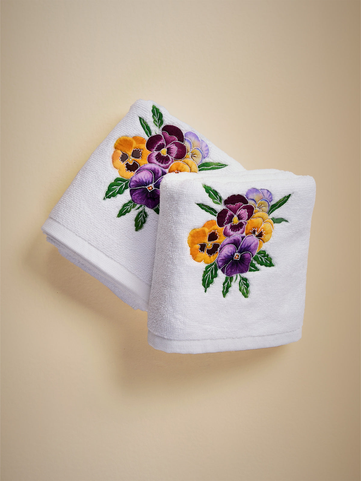 Purple Pansies Hand Towel (Set of 2)