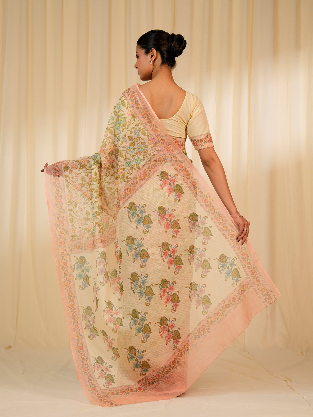 Rainbow Petunia Yellow Kota Saree