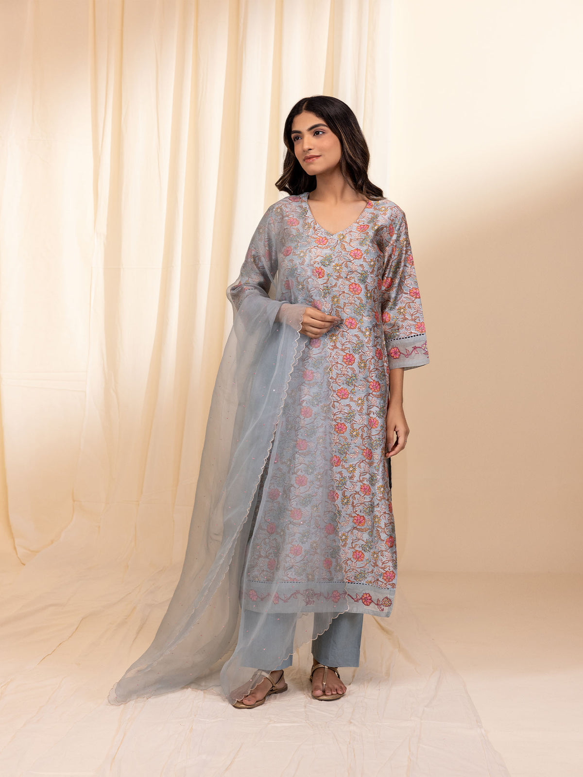 Rangrez Chanderi Kurta