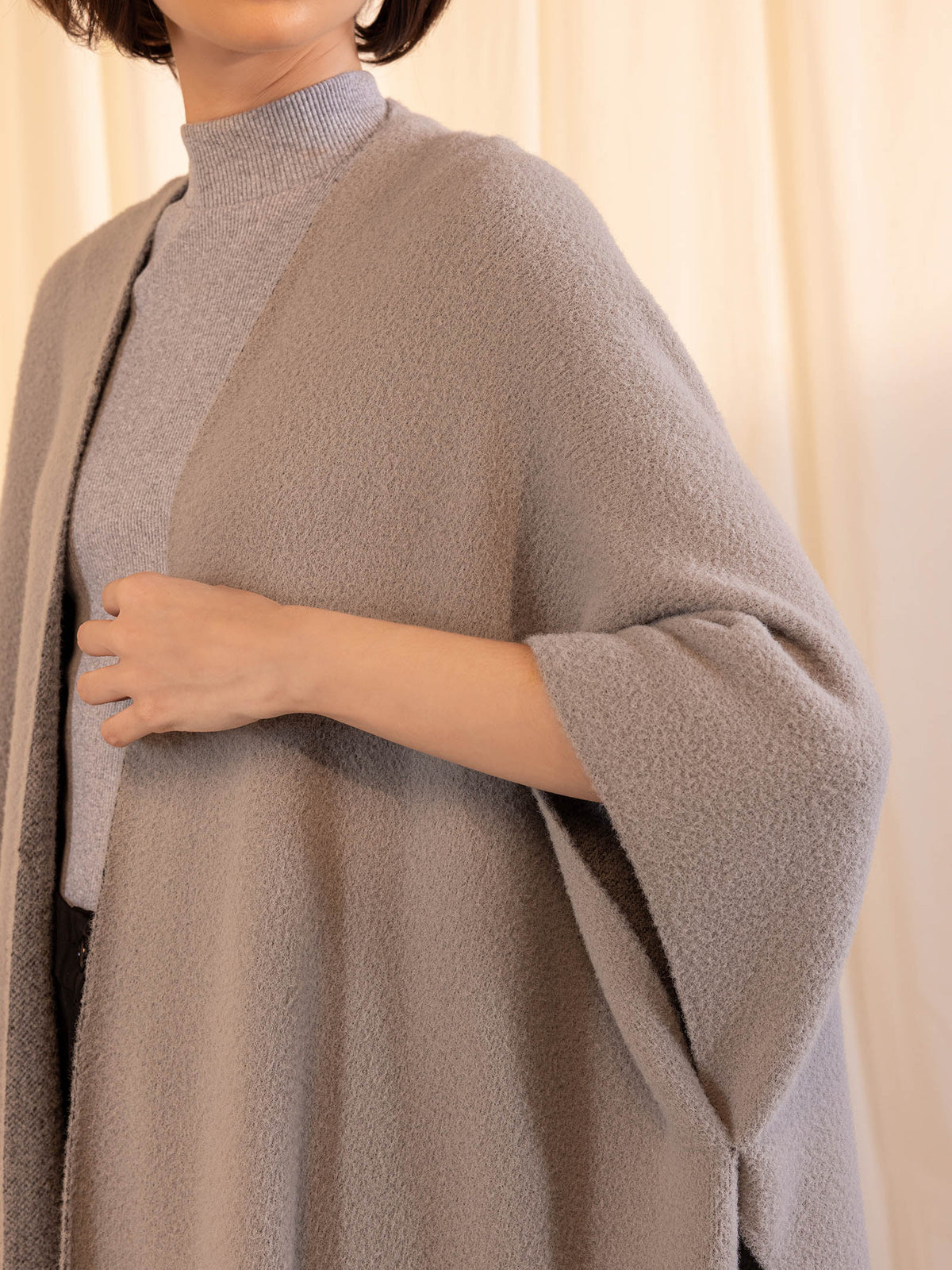 Woollen Reversible Plain Cape - Oyster