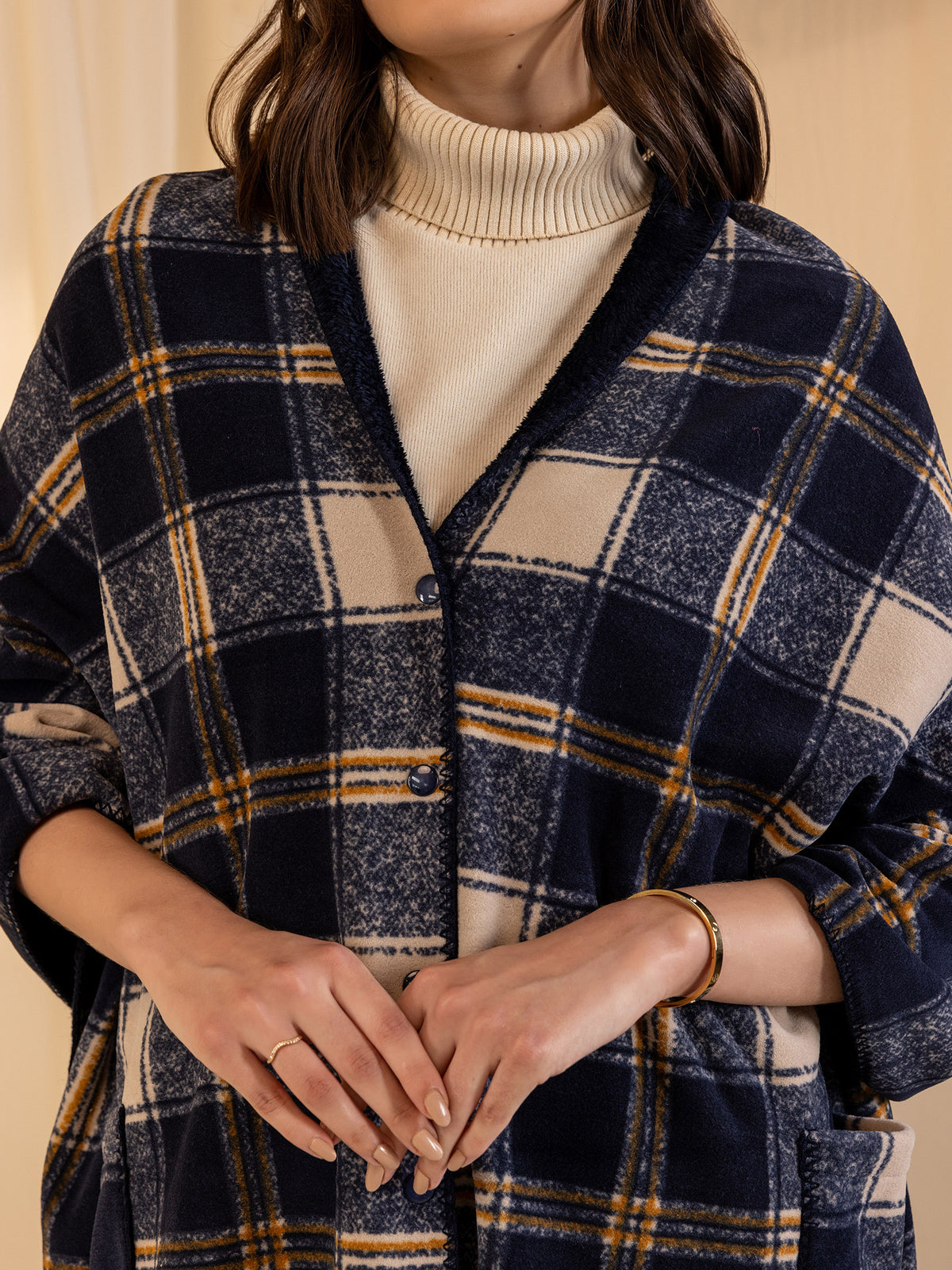 Woollen Reversible Wrap - Blue