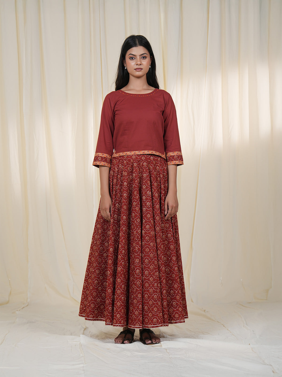 Rustic Indian Plain Cotton Crop Top
