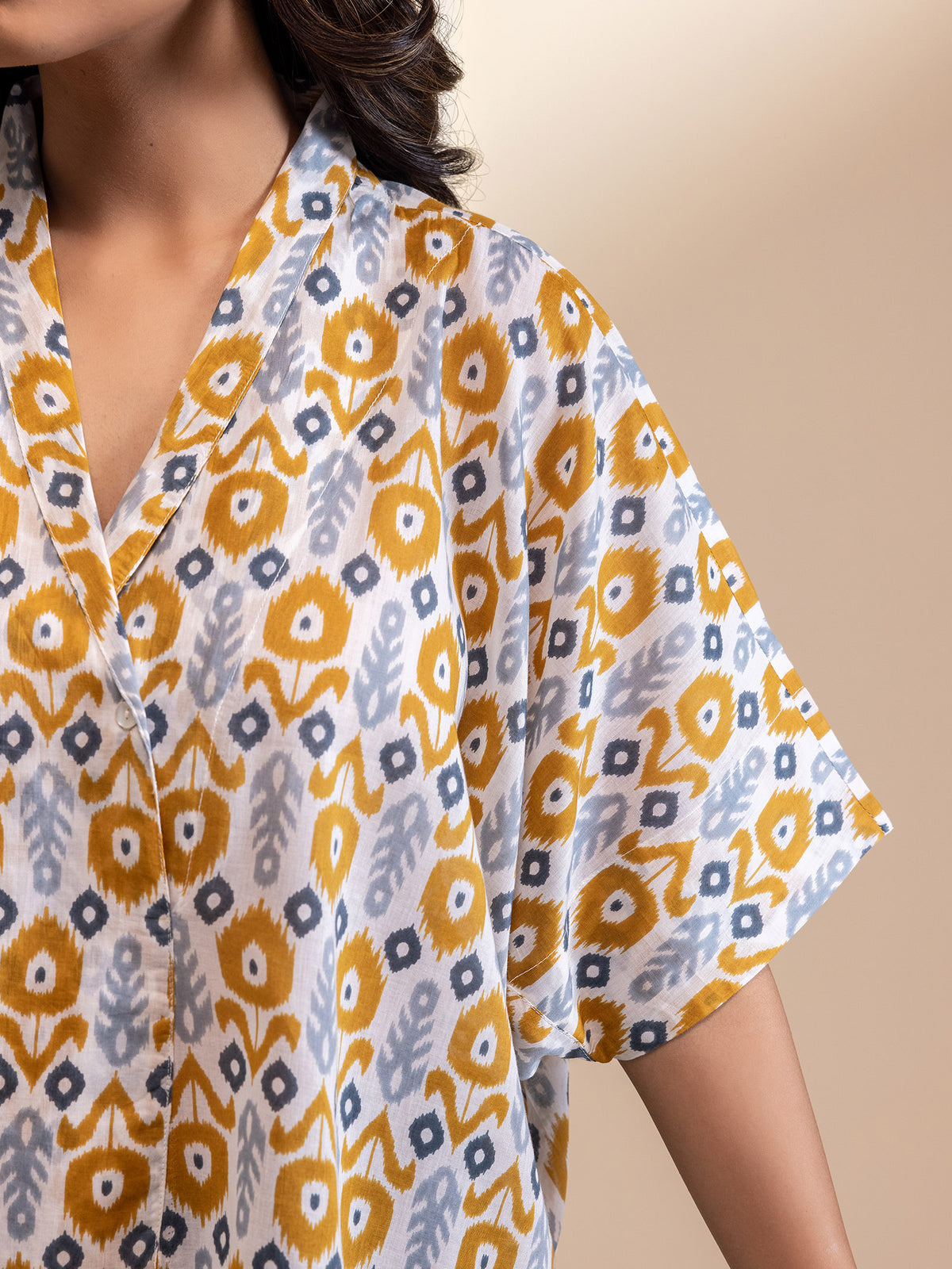 Ikat Redefined Ochre Voile Shirt