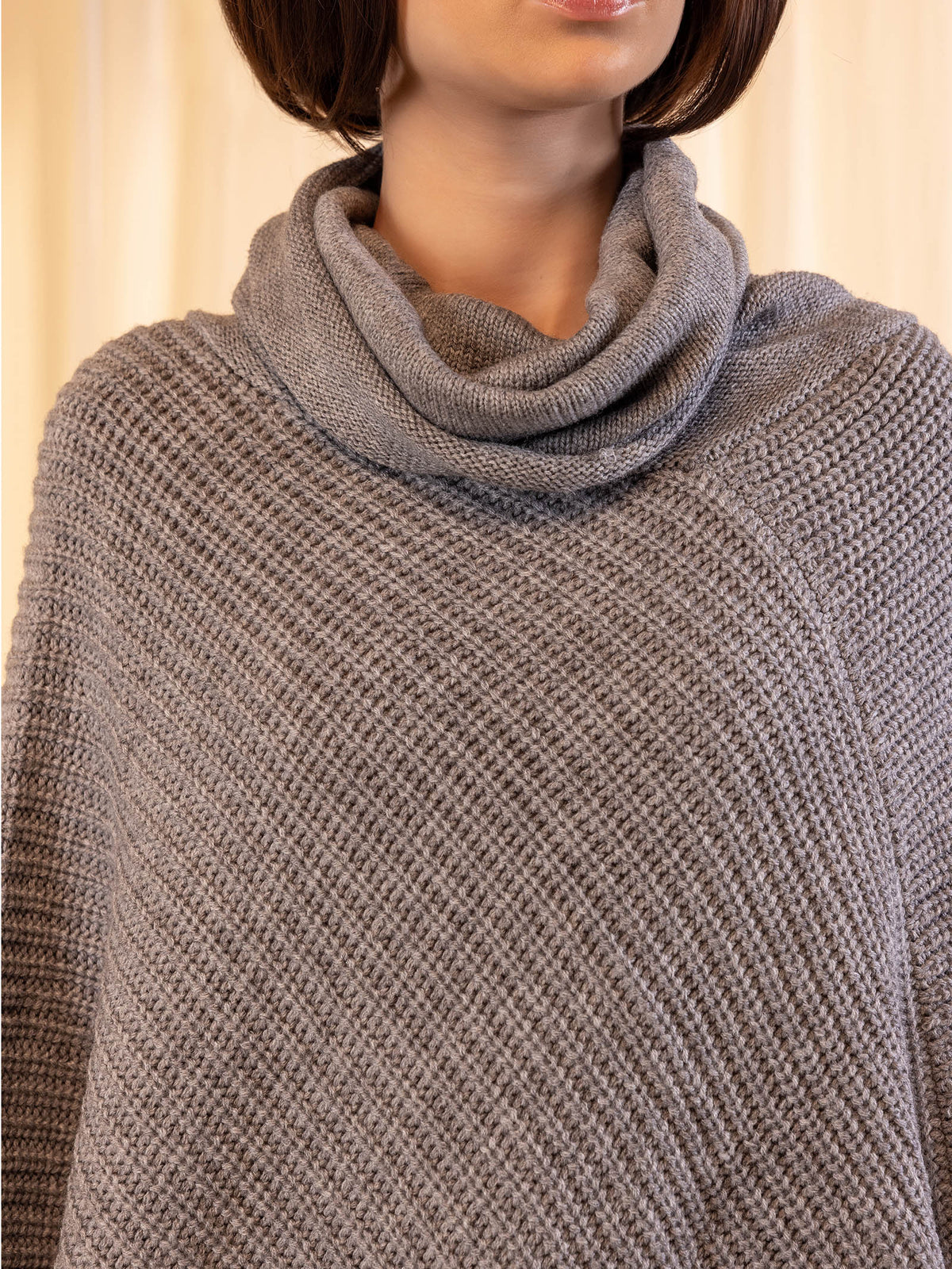 Woollen Safari Poncho - Grey