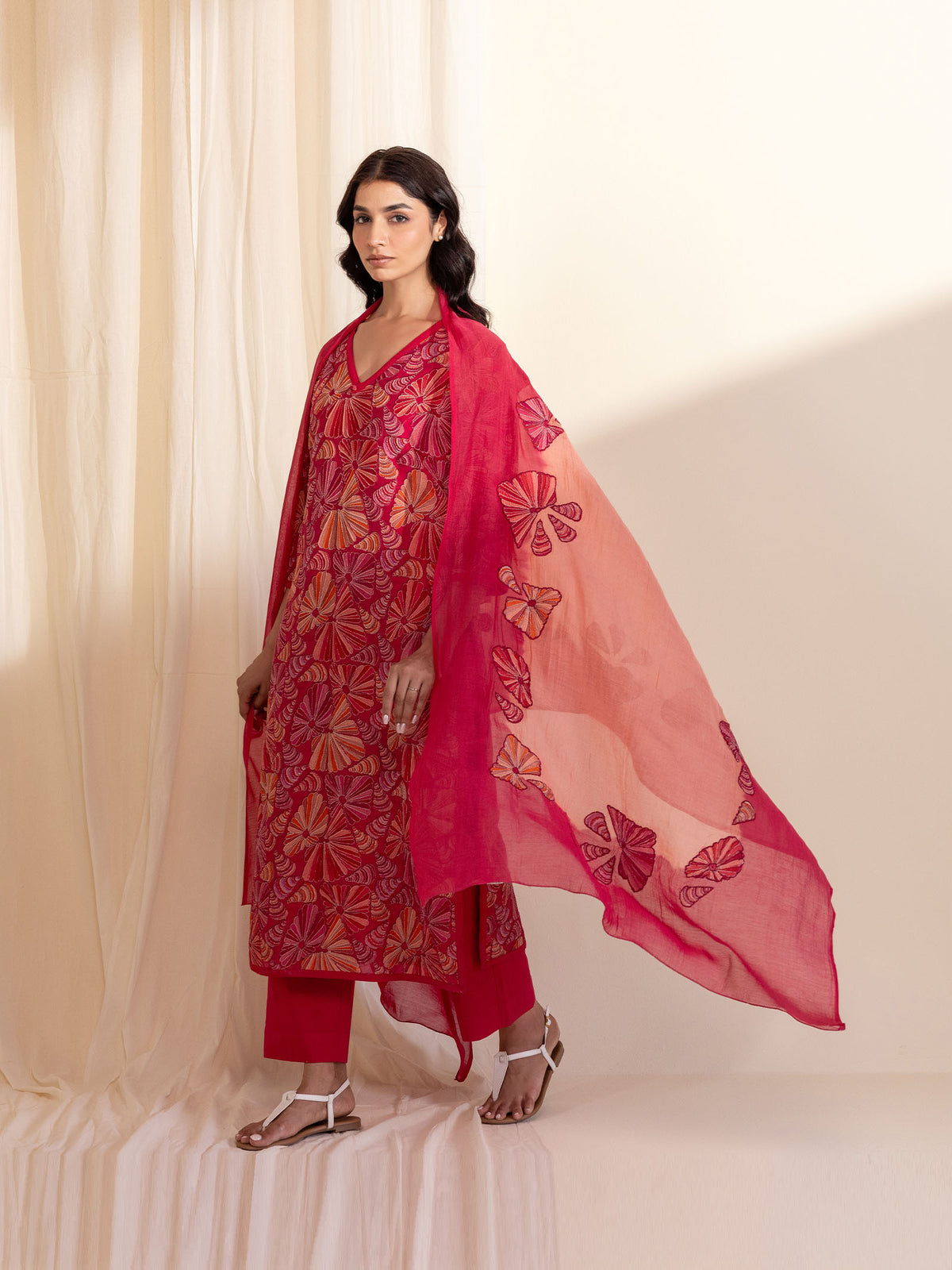 Sea Shells Chanderi Dupatta