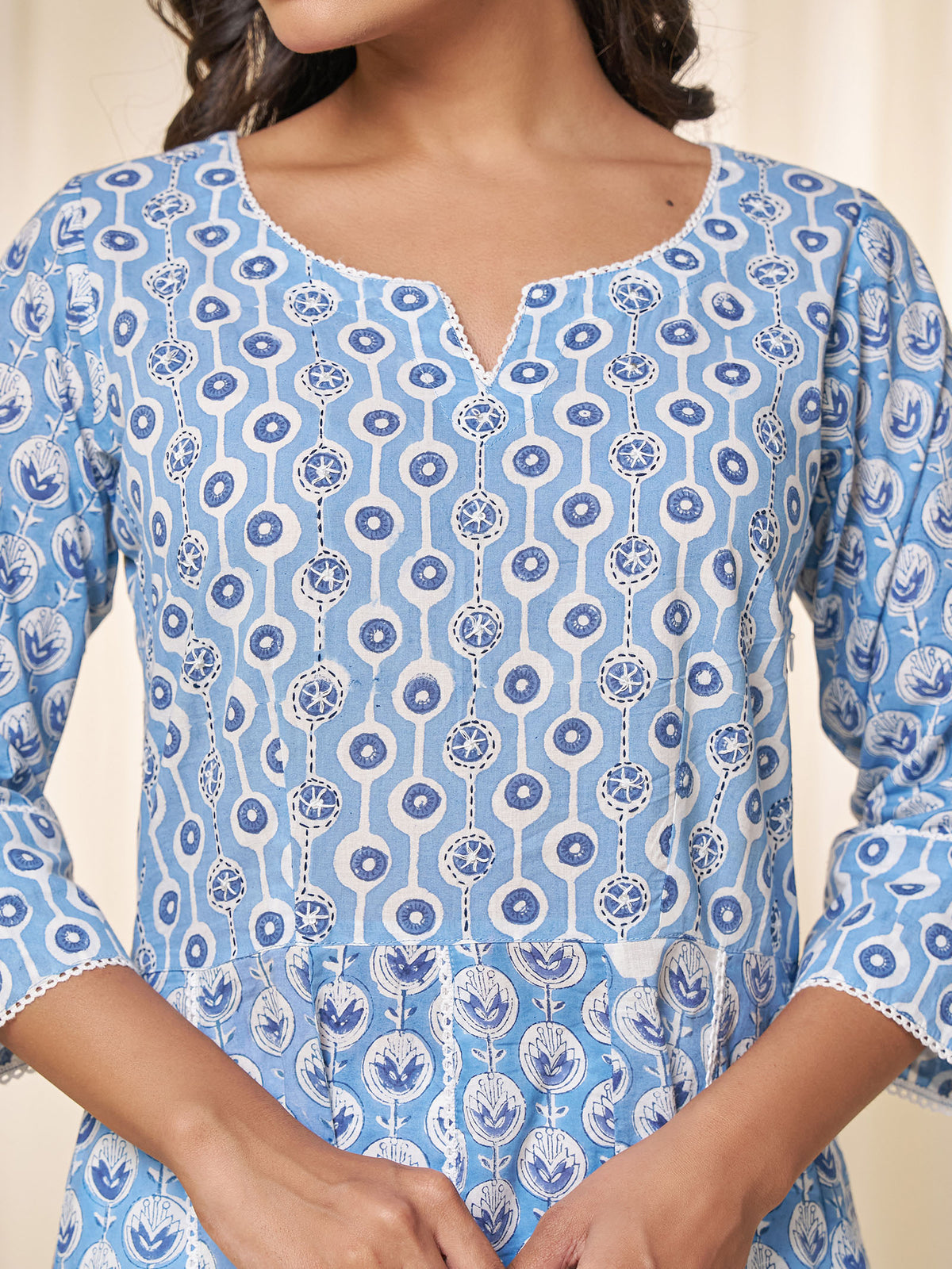 Sky Blue Cosmos Cotton Kurta