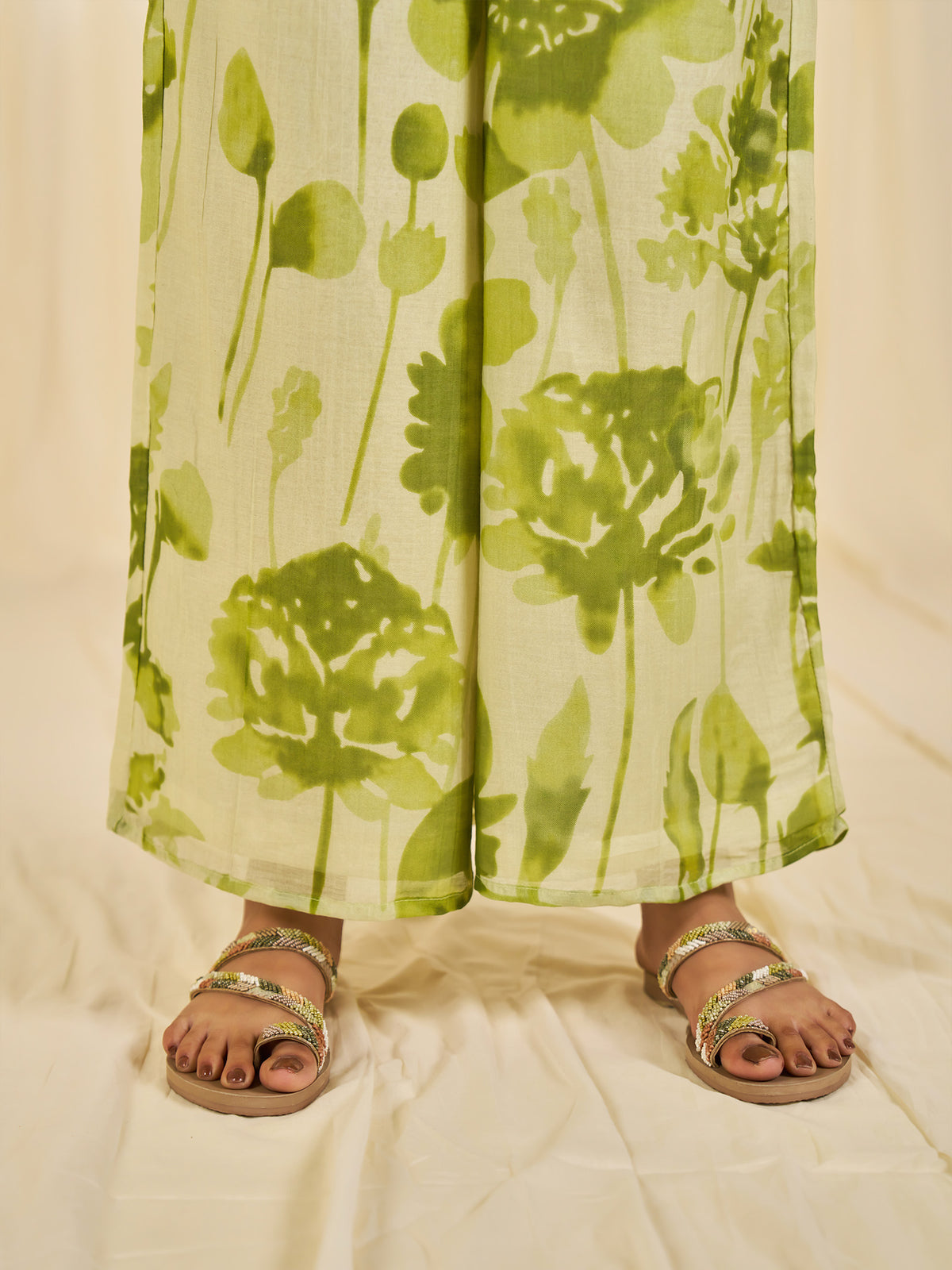 Summer Season Green Chanderi Palazzo