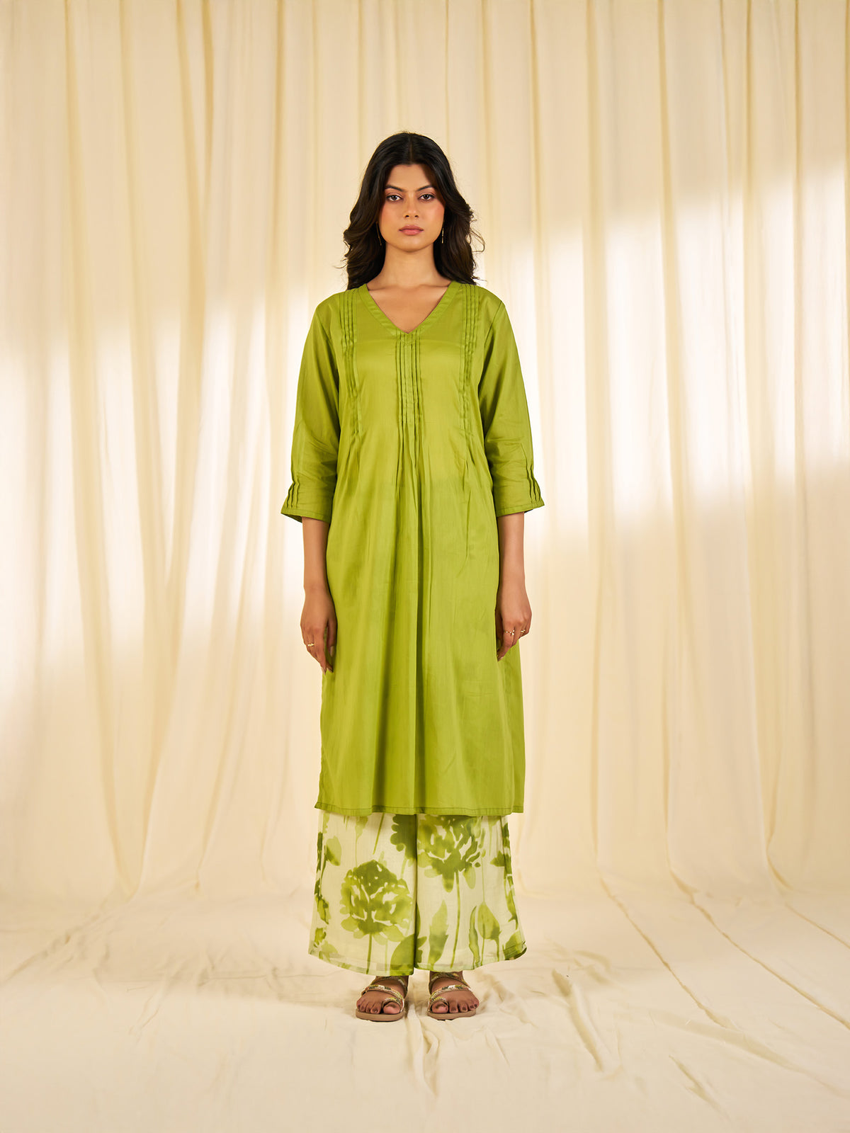 Summer Season Green Voile Kurta