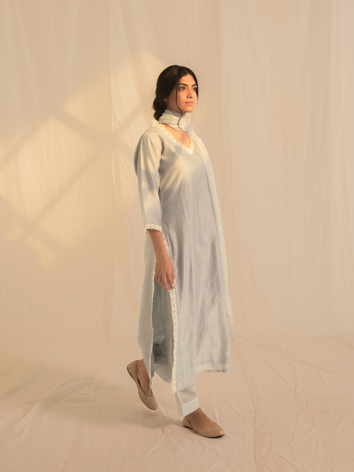 Nawabi Aasman Chanderi Kurta