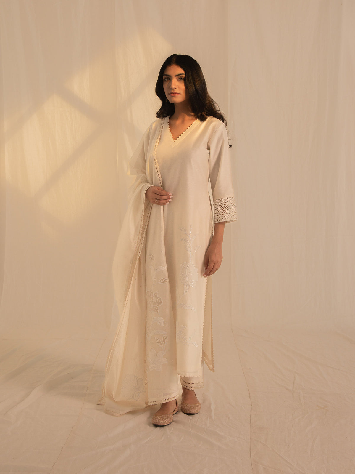 Cream Bisque Chanderi Kurta