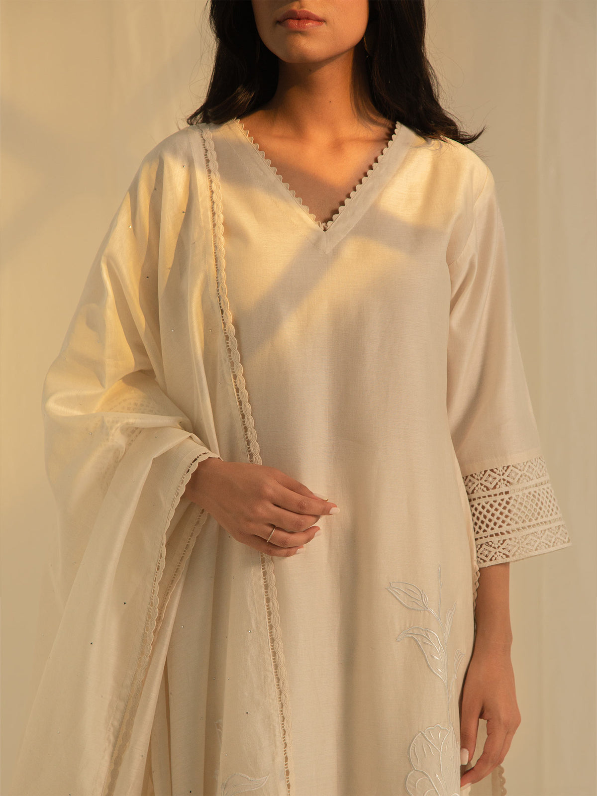Cream Bisque Chanderi Kurta