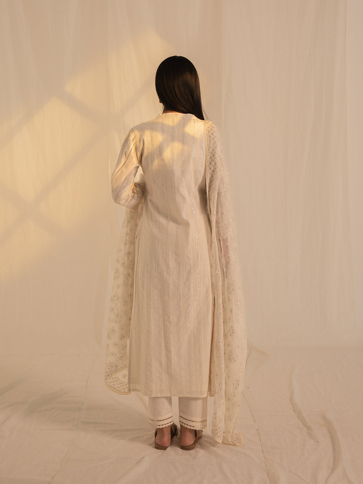 Raw Ecru Plush Cotton Kurta
