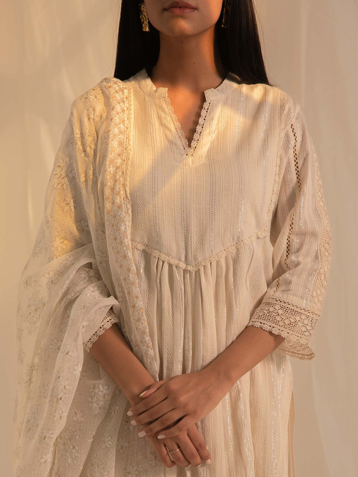 Raw Ecru Plush Cotton Kurta