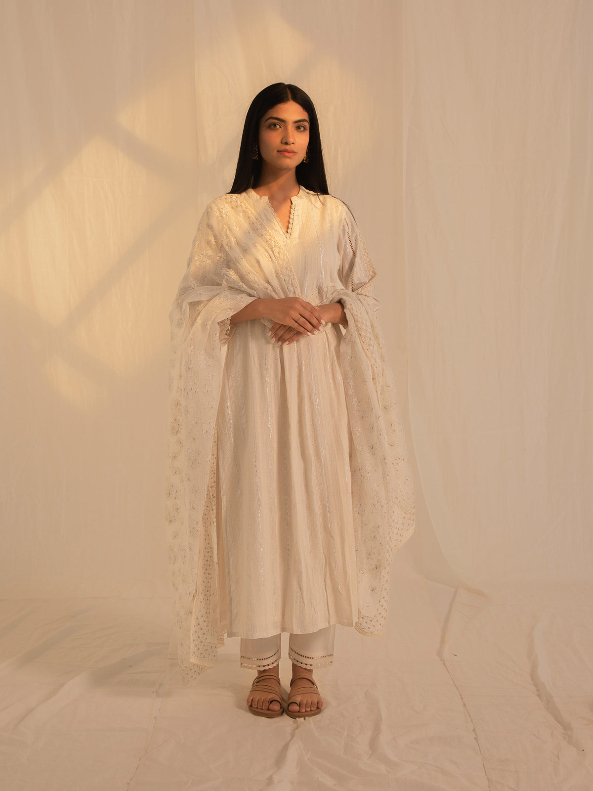 Raw Ecru Plush Cotton Kurta