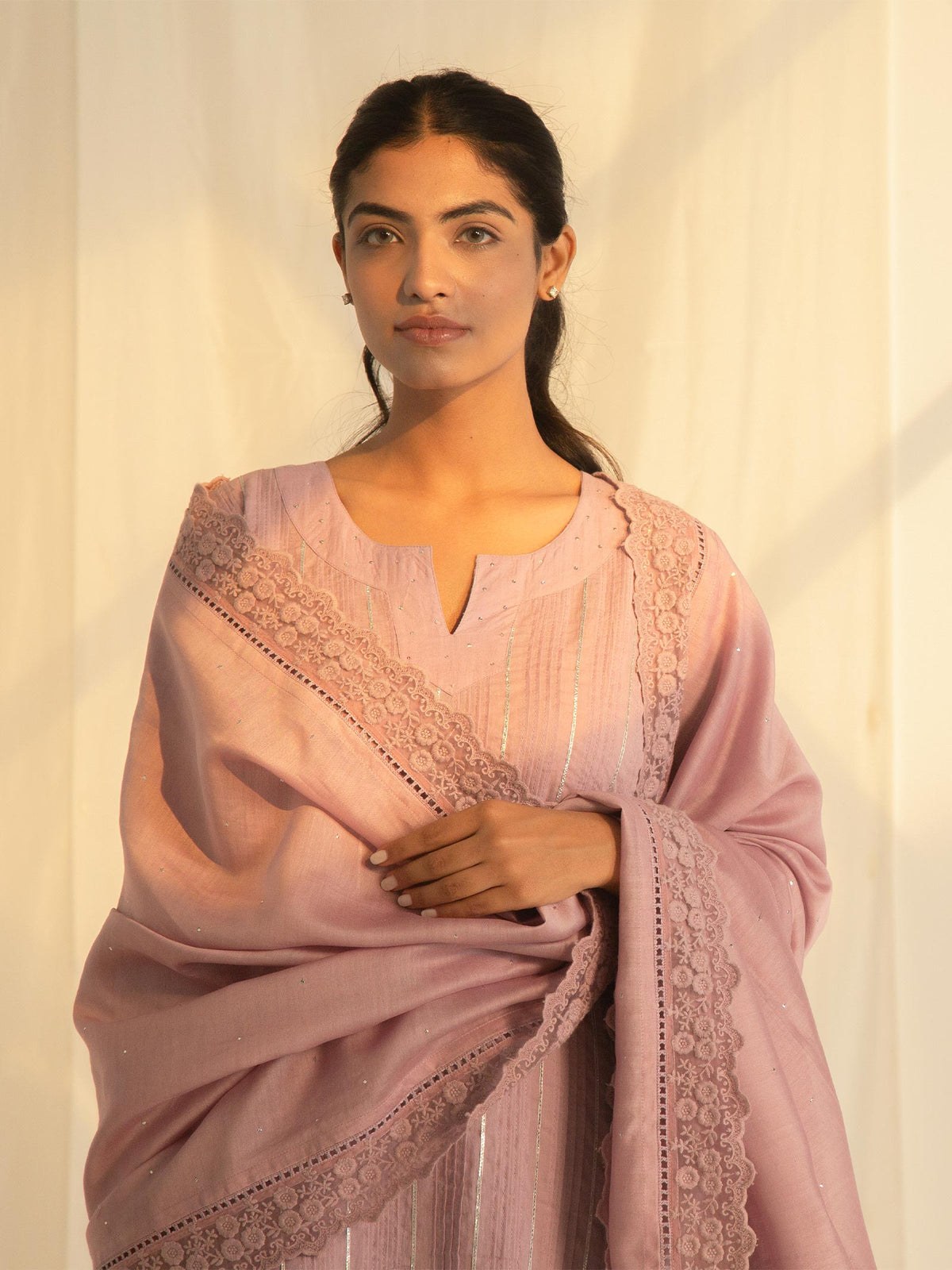 Mauve Chantilly Chanderi Dupatta