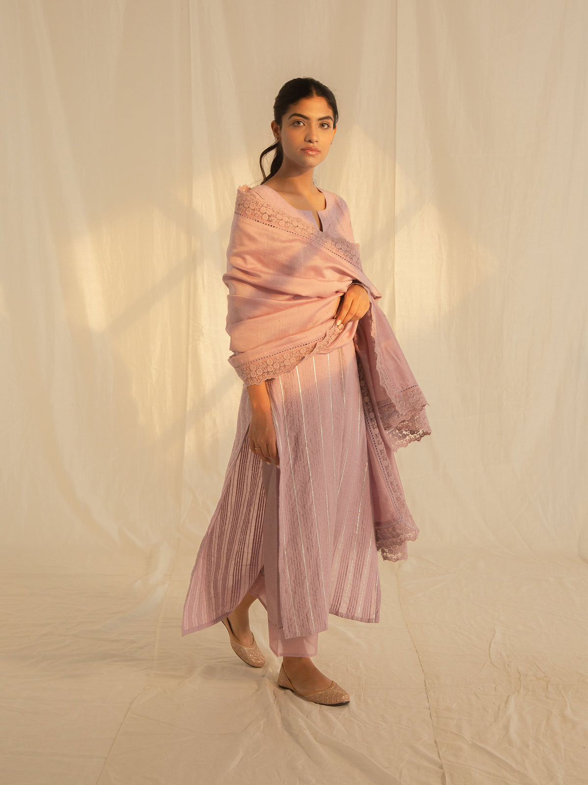 Mauve Chantilly Chanderi Dupatta