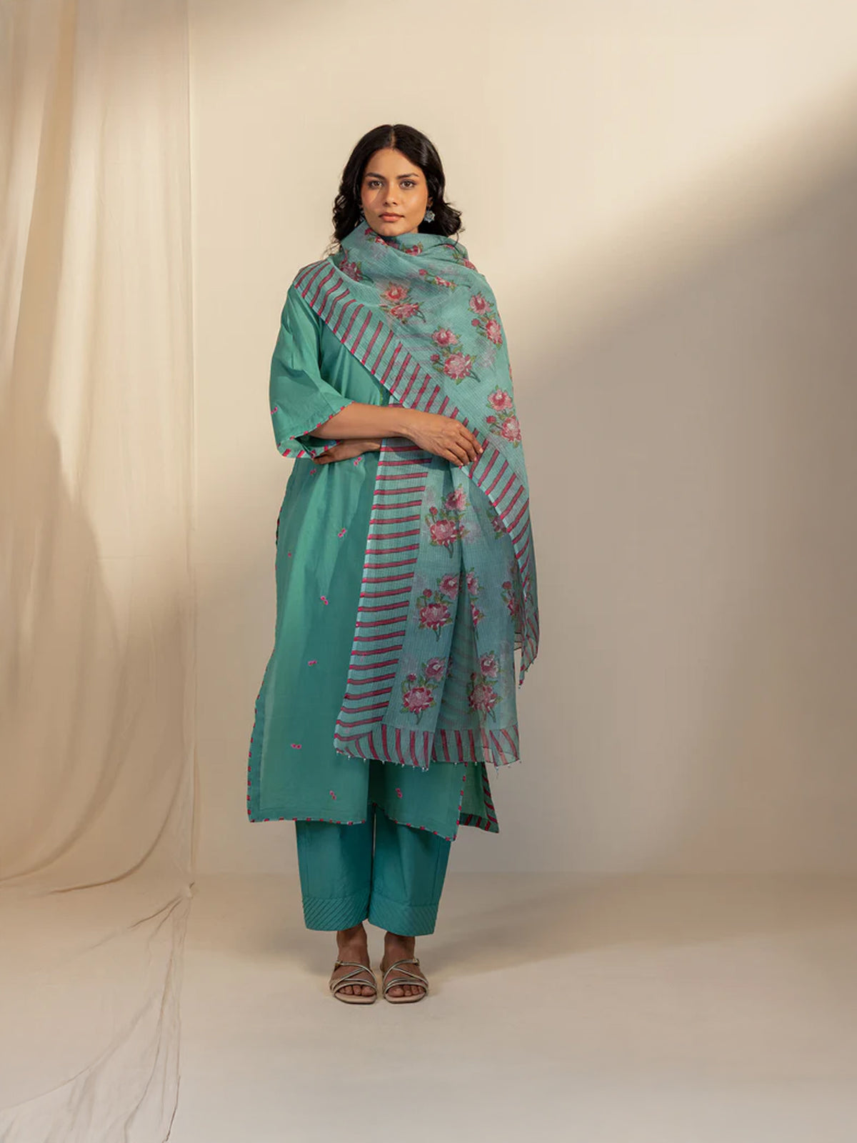 The Artisans Teal Kota Dupatta