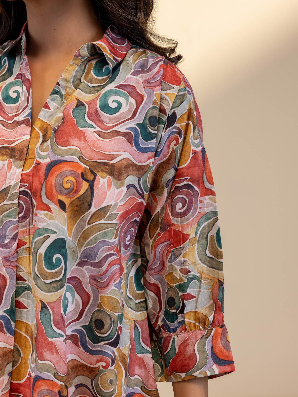 Trance Busy Peach Cotton Kurta