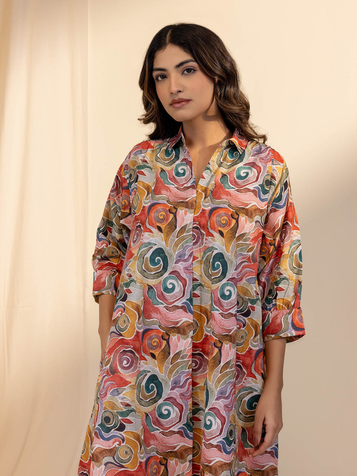Trance Busy Peach Cotton Kurta