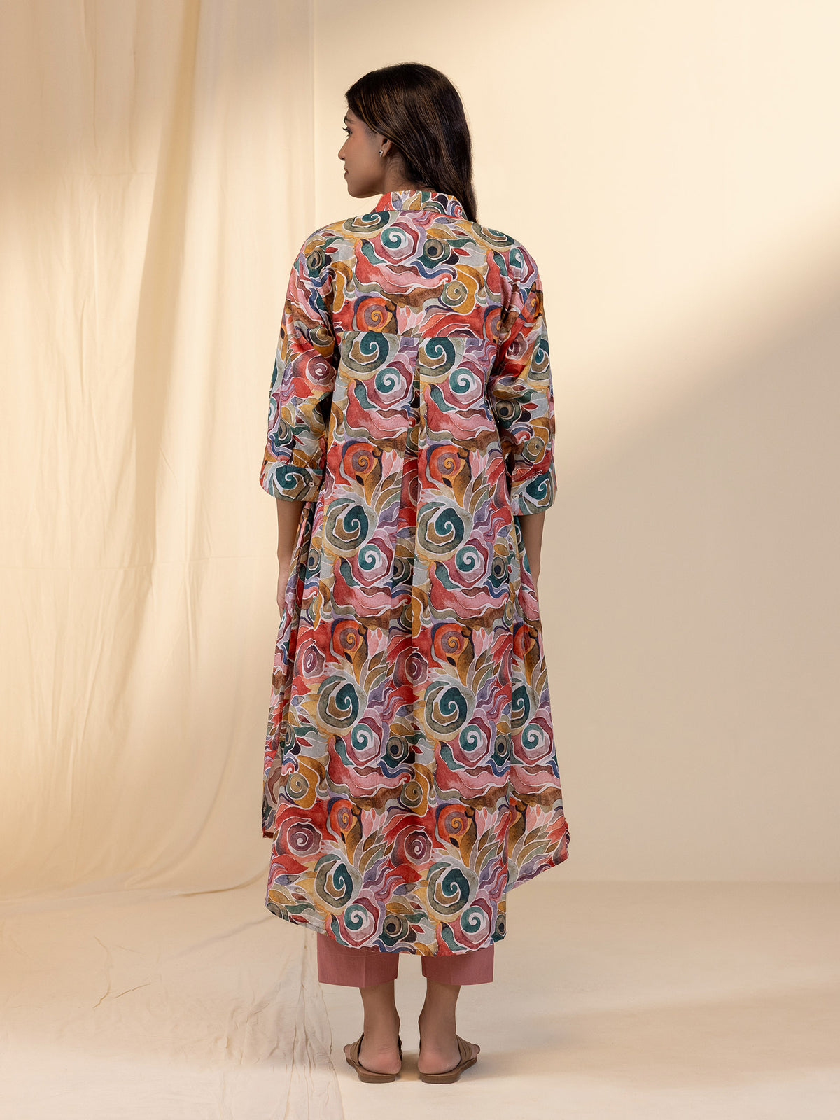 Trance Busy Peach Cotton Kurta
