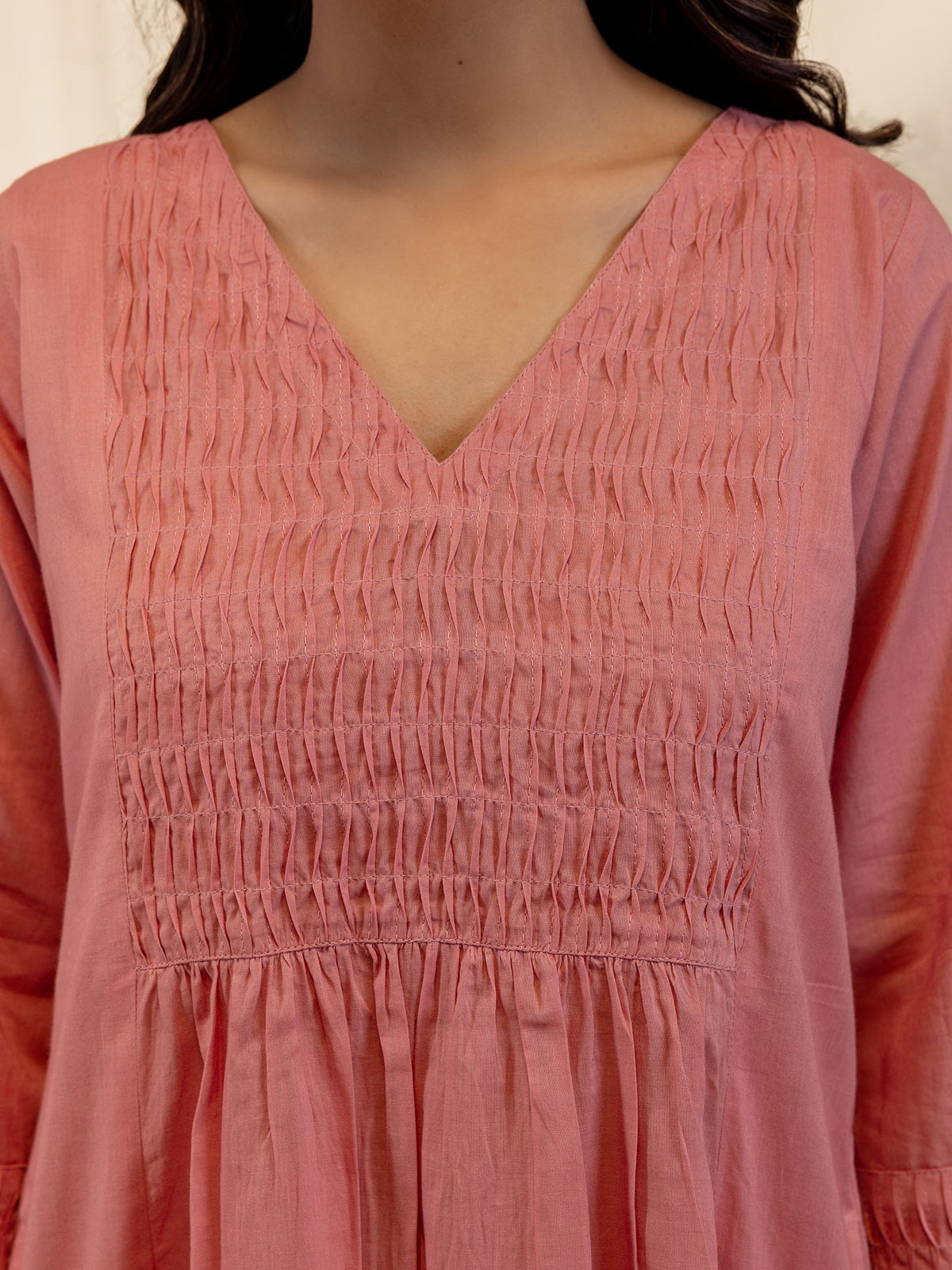 Trance Peach Plain Voile Kurta