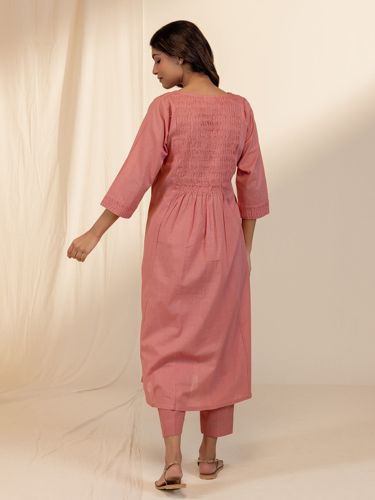 Trance Peach Plain Voile Kurta