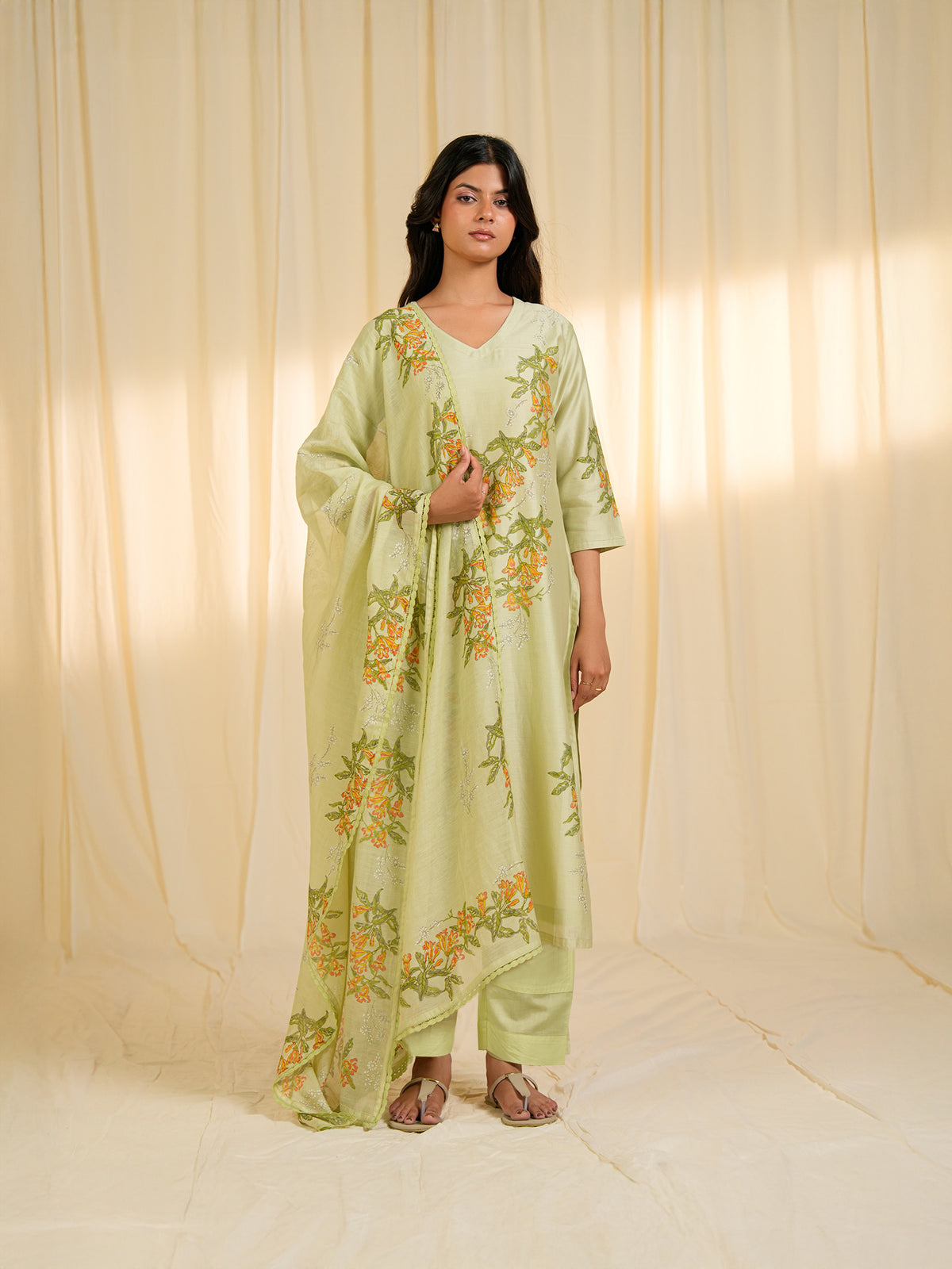 Trumpet Wine Chanderi Dupatta