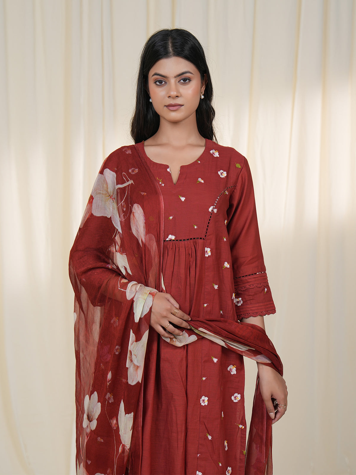 Victorian Brick Chiffon Dupatta