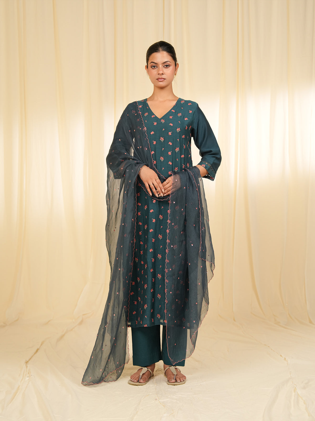 Victorian Harbor Organza Dupatta