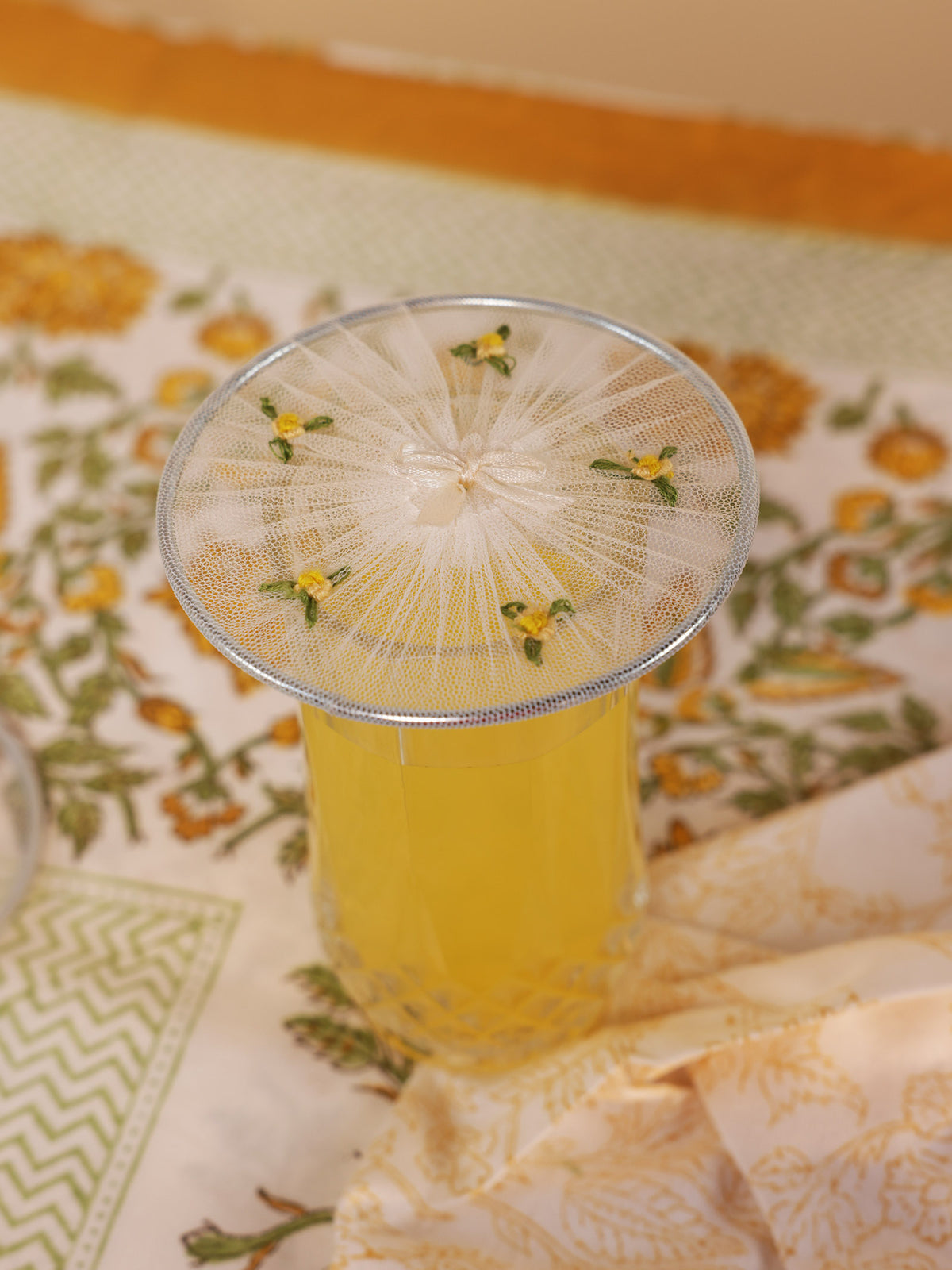 Vintage Ring Glass Cover - Yellow (Set of 4pc)
