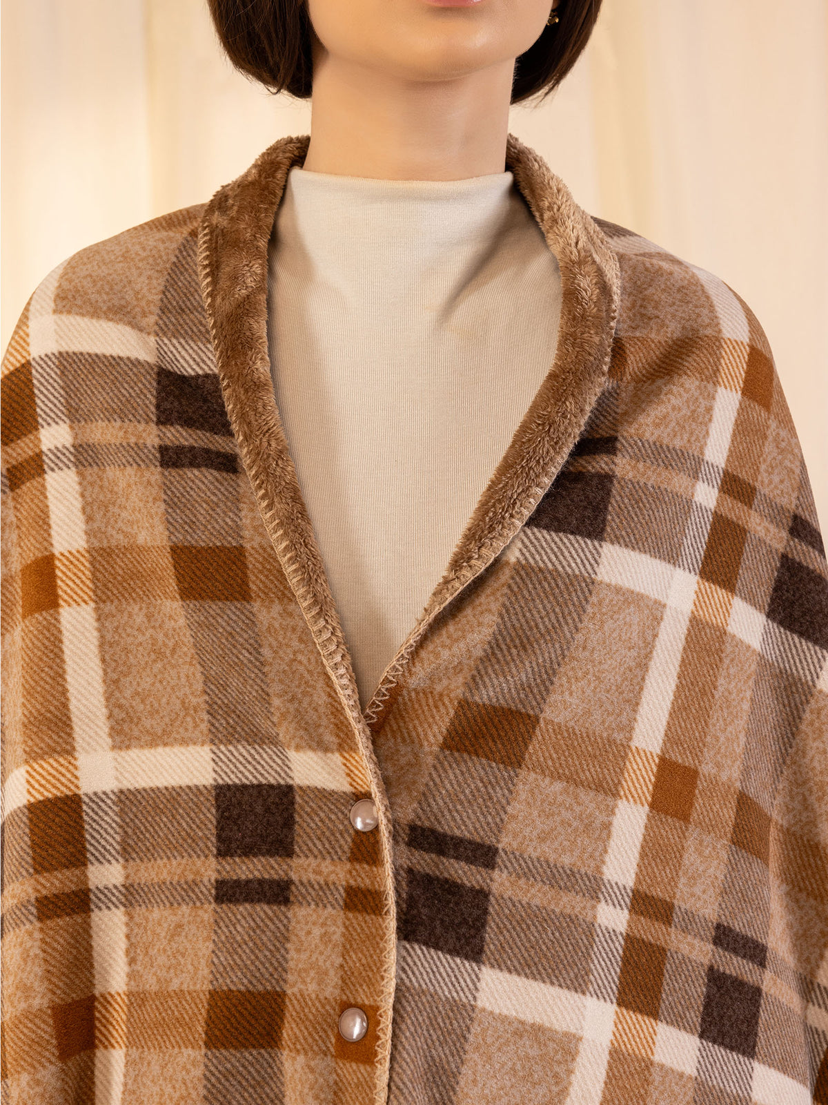 Woollen Reversible Wrap - Brown