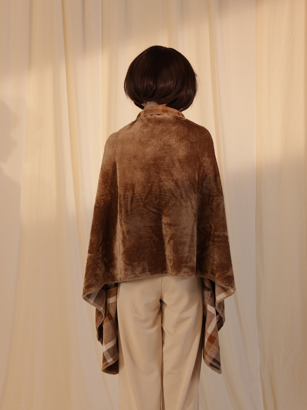 Woollen Reversible Wrap - Brown