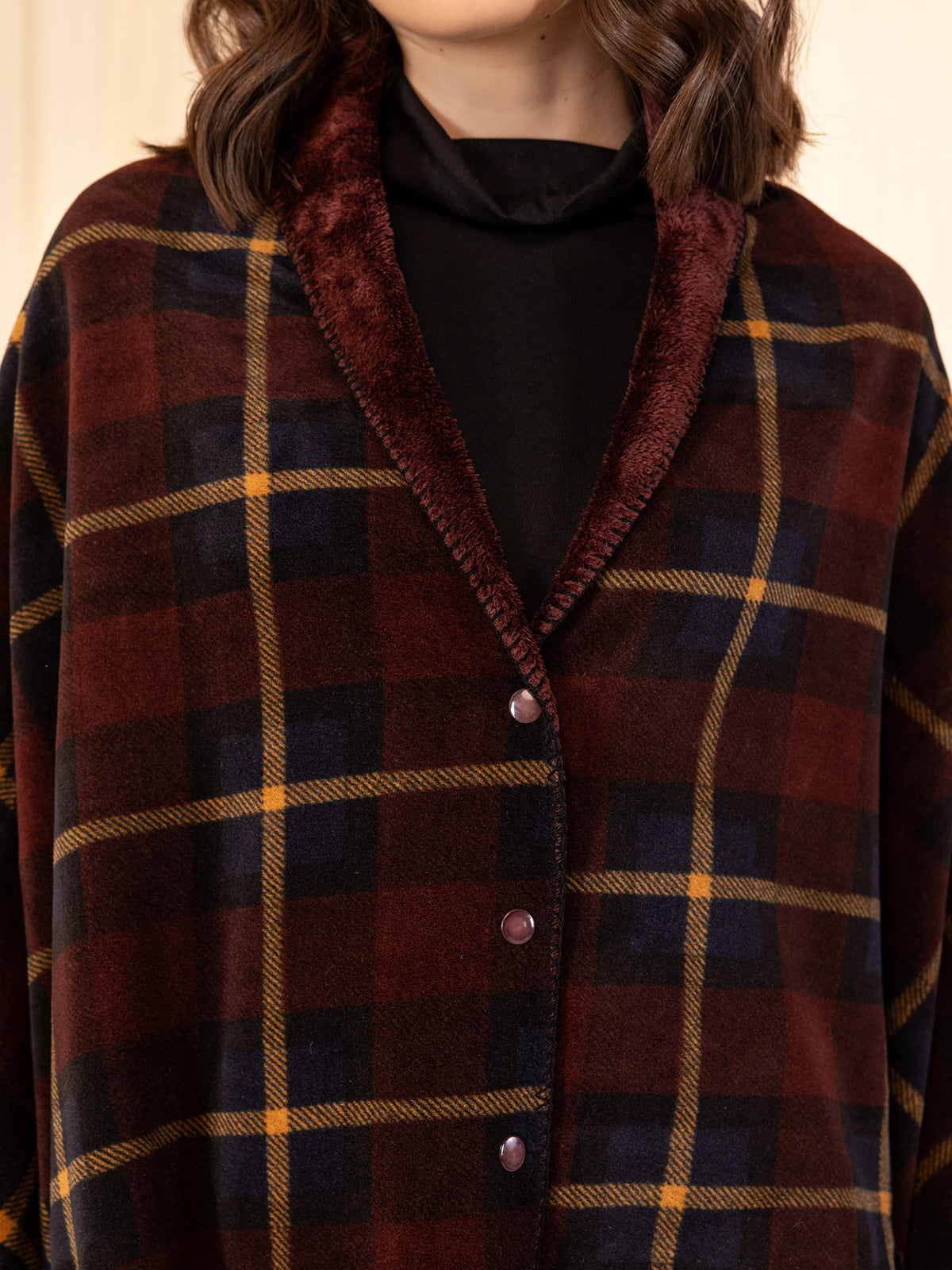 Woollen Reversible Wrap - Maroon