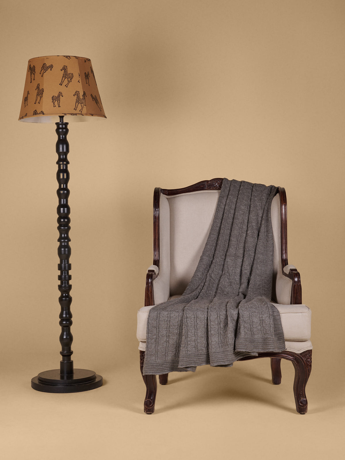 Woollen Knitted Granite Mist  Blanket