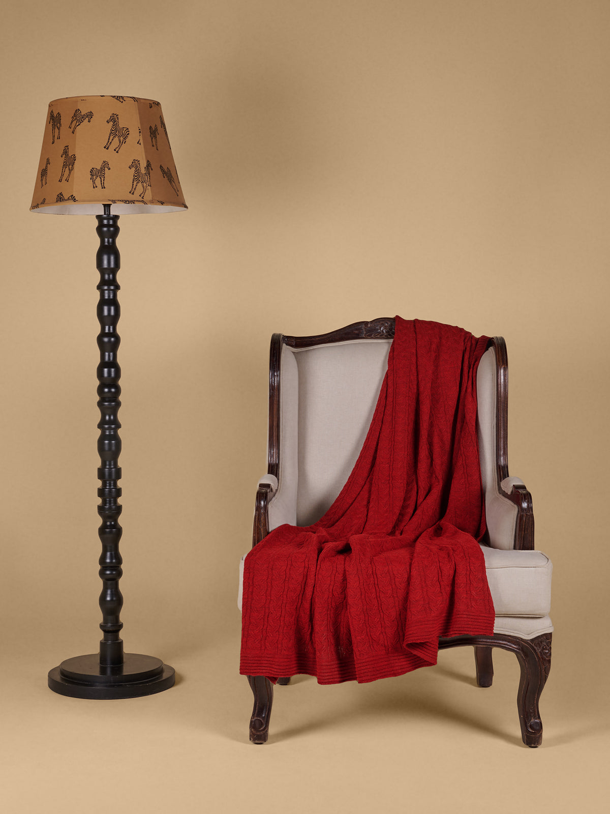 Woollen Knitted Ruby Woo Blanket